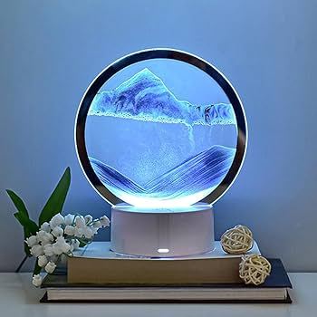 3D Moving Sand Art Decor - Round Glass Sandscap with black frame