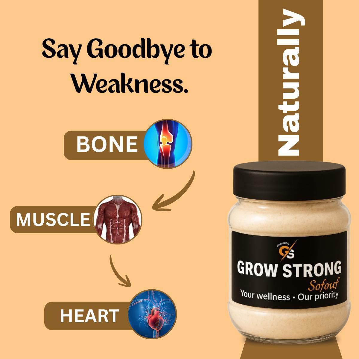 Grow Strong Sofouf – Natural Herbal Powder for Bone, Muscle & Heart Strength | Say Goodbye to Weakness